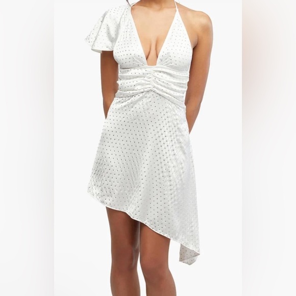 NWT WeWoreWhat Revolve White Crystal Asymmetrical Party Bachelorette Dress - Picture 1 of 6